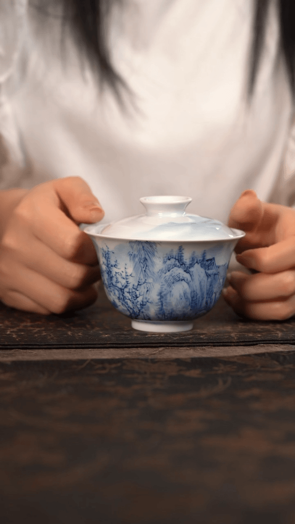 【闪购商品】杯69号厚力煊重工山水盖碗