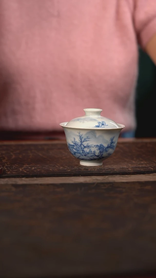 【闪购商品】杯微瑕 HLX陶瓷重工山水盖碗 随机