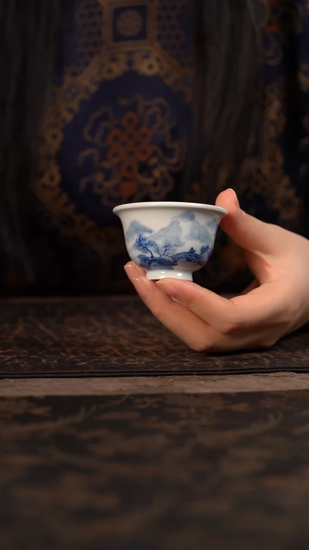 【闪购商品】杯HLX陶瓷重工山水小压手杯 小桥