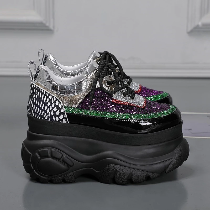 增高10cm老爹鞋女鞋ins潮2025春新款拼色厚底百搭网红休闲单鞋