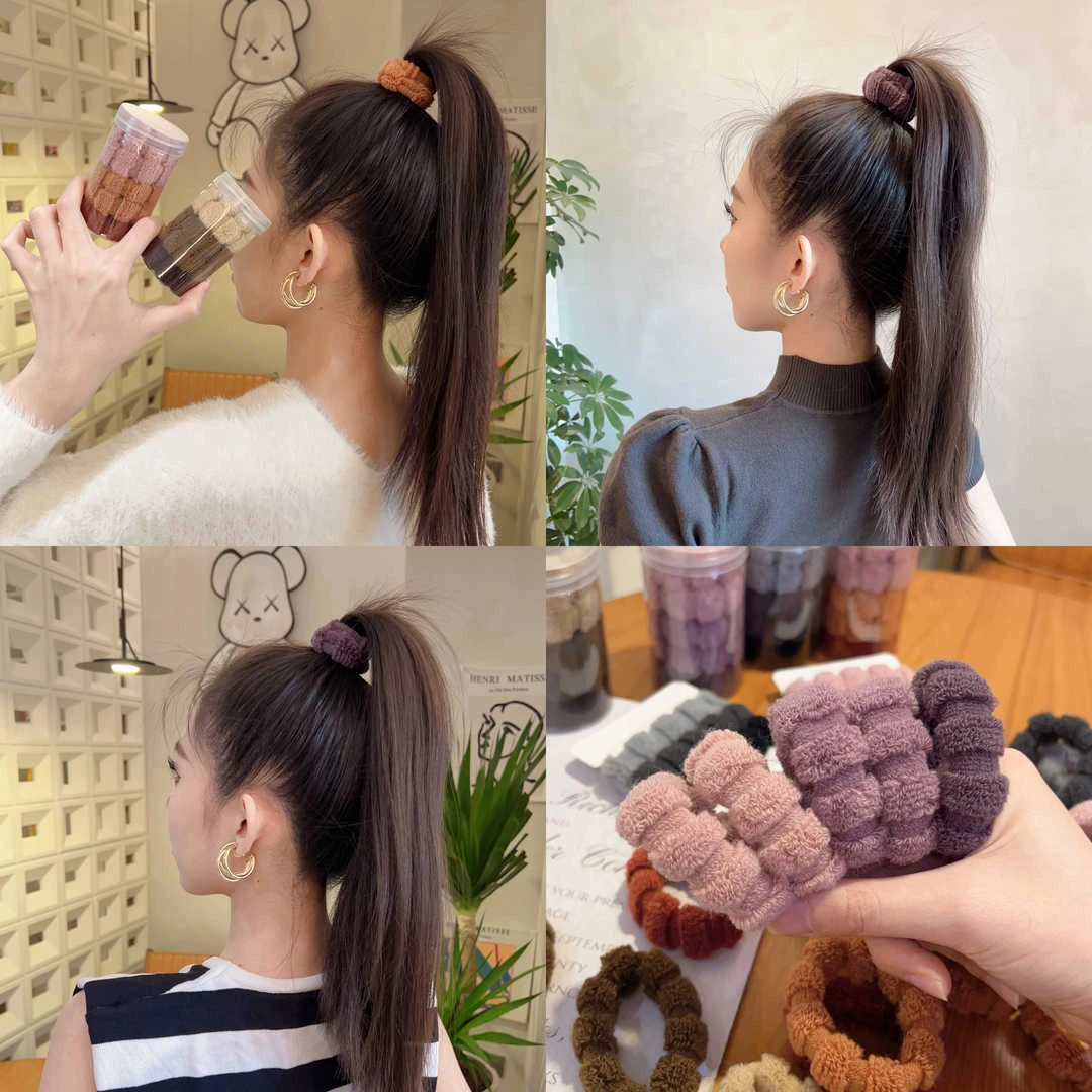 头绳发饰女高弹力不伤发加厚加粗发绳橡皮筋女丸子头扎头发毛巾圈