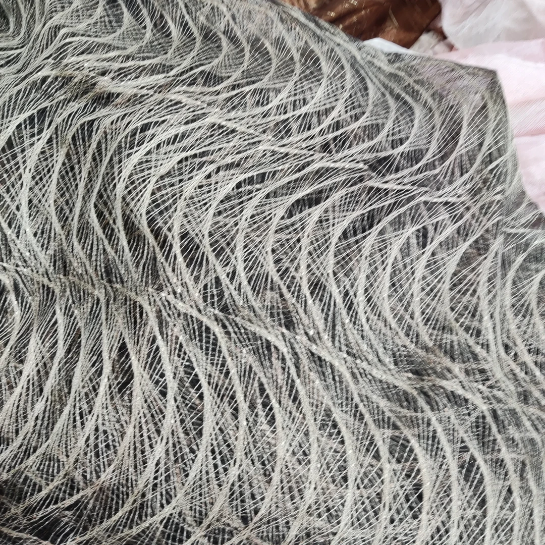 3078咖色刺绣纱帘宽4米高2.7钩款