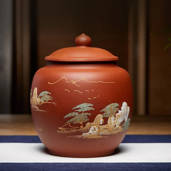 宜兴紫砂茶叶罐防潮密封存储醒茶罐家用中式龙井散茶收纳陶瓷罐子