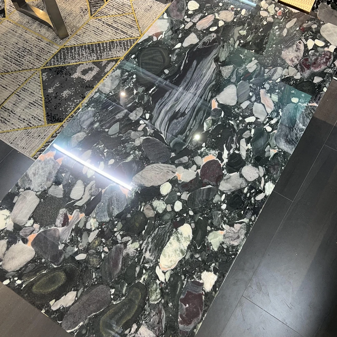 【夜月繁星】天然大理石奢石长餐桌轻奢客厅家用简约极简意式长方形