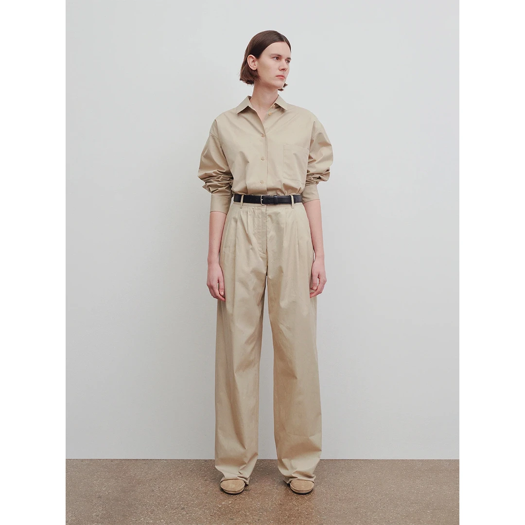 【THE ROW】CLV概念店 经典沙色廓形衬衫直筒西裤套装复古设计感女