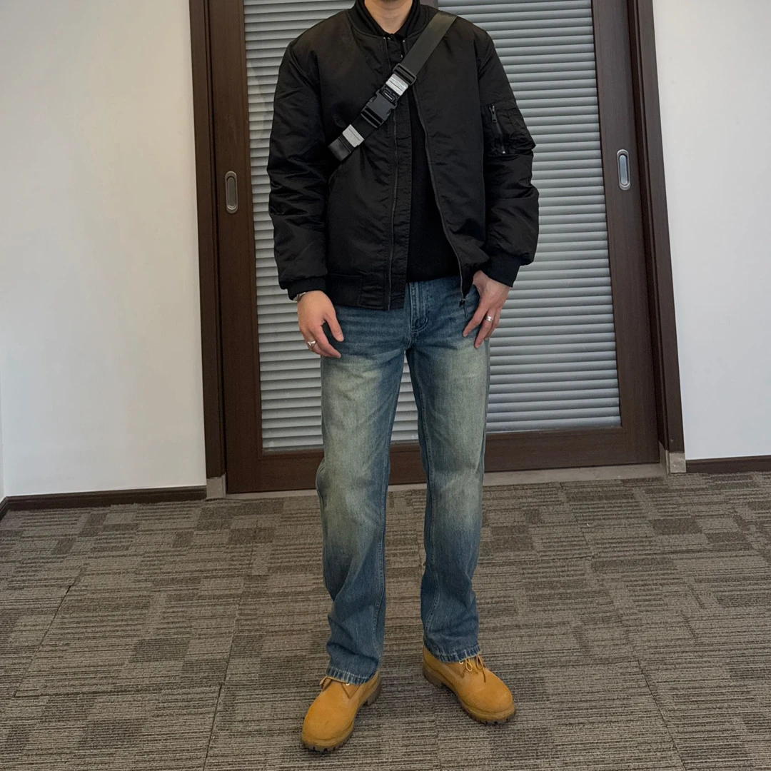 tillthedawn秋冬加绒休闲裤美式水洗复古牛仔男女cleanfit直筒裤