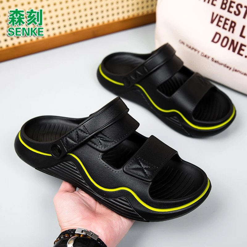森刻潮拖夏季新款男士时尚休闲沙滩鞋个性拼色凉拖鞋耐磨室内外穿