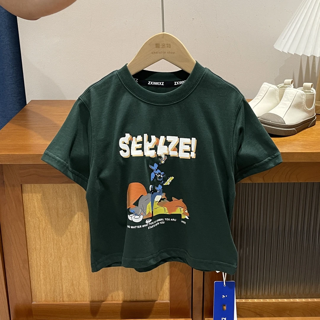 儿童夏季圆领字母卡通印花T恤12757