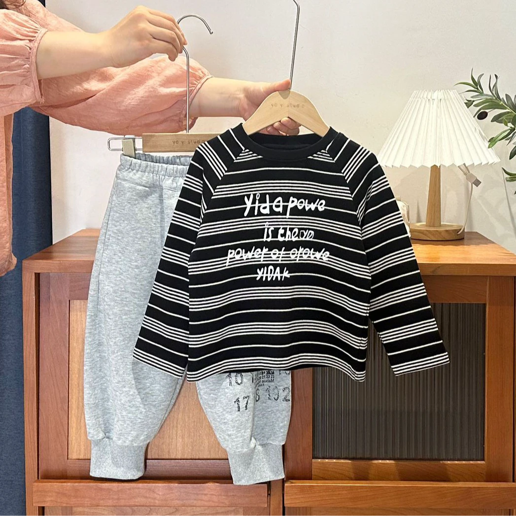 儿童秋季条纹字母印花长袖T恤51063