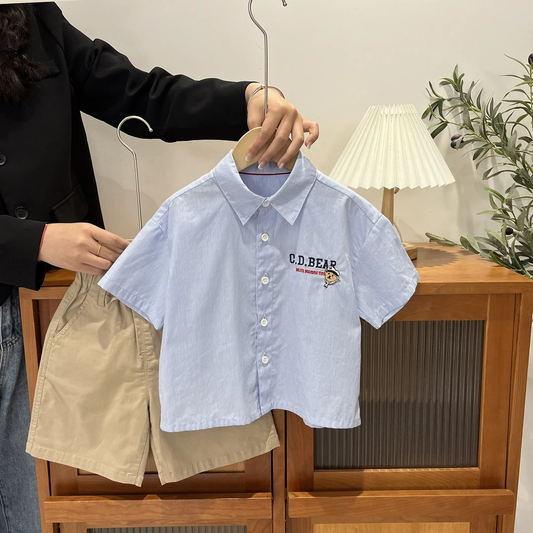 儿童春季时尚百搭条纹短袖POLO衬衫88065