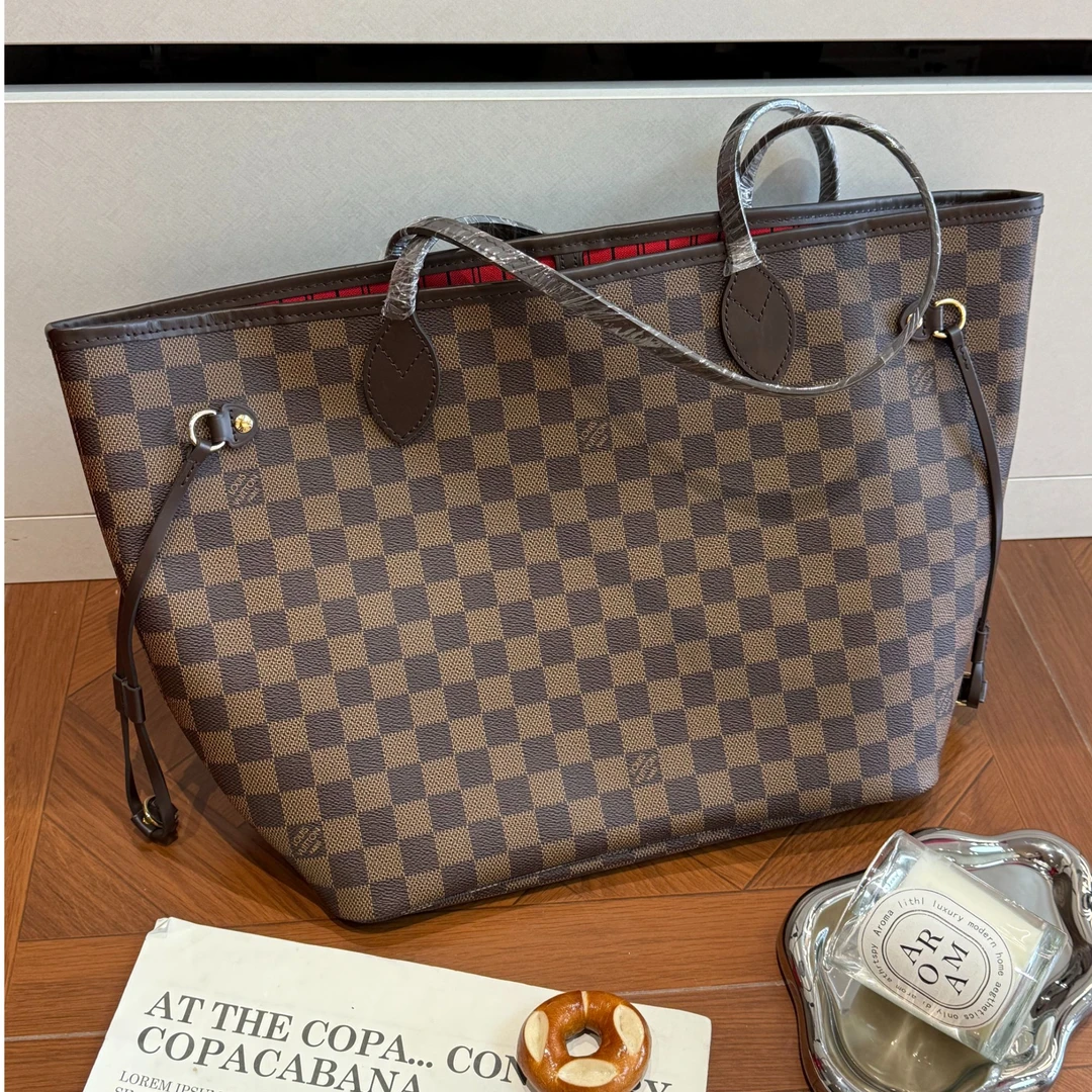 未使用 LouisVuitton/路易威登 棕棋盘格 芯片 子母包 托特包