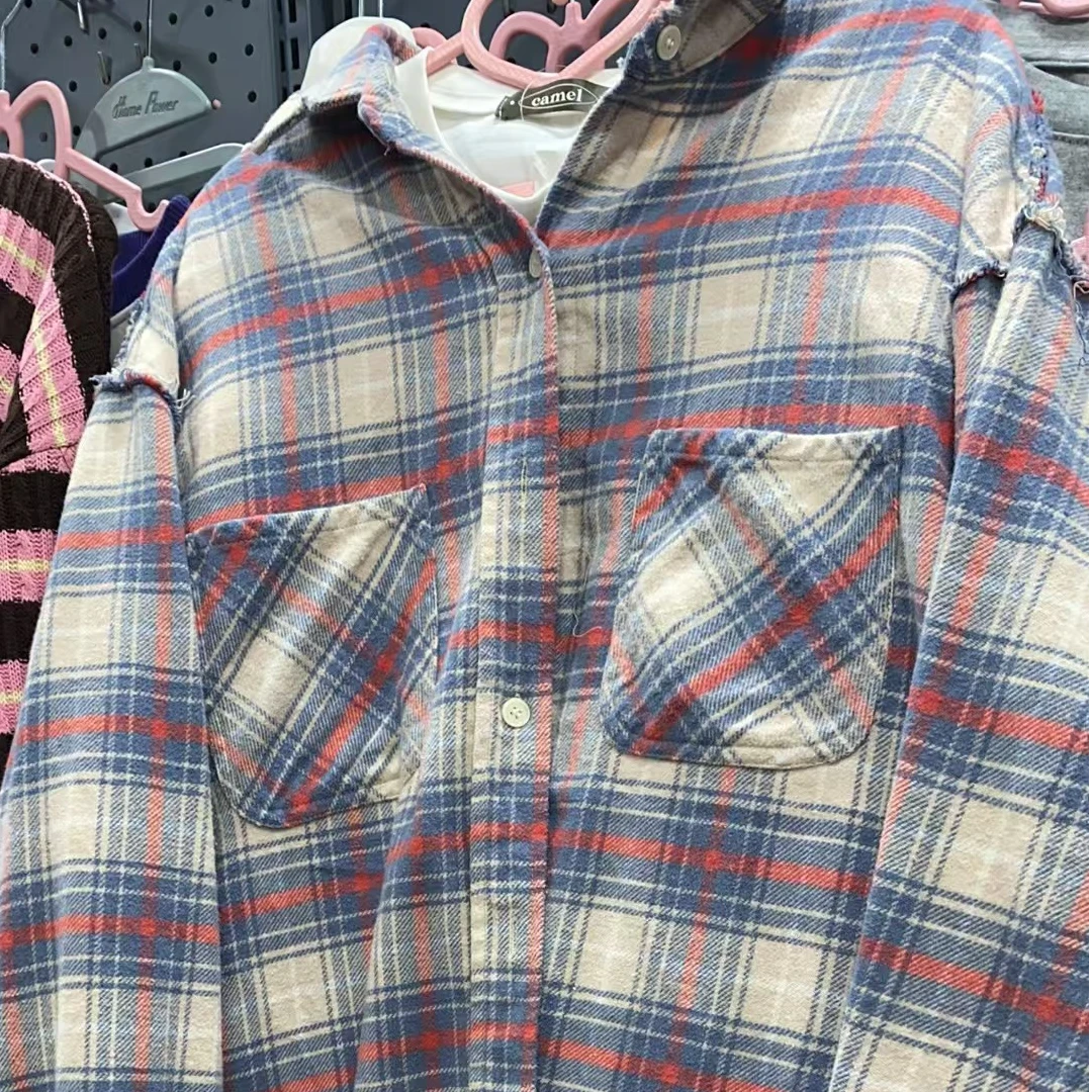 泡菜格子条纹衬衫