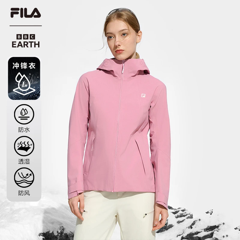 Fila/斐乐女士春季【耐磨防风冲锋衣】户外运动连帽外套A11W447704F