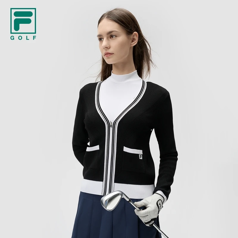 FILA斐乐女士春季【高尔夫球运动开衫】舒适编织开衫外套A11W435405