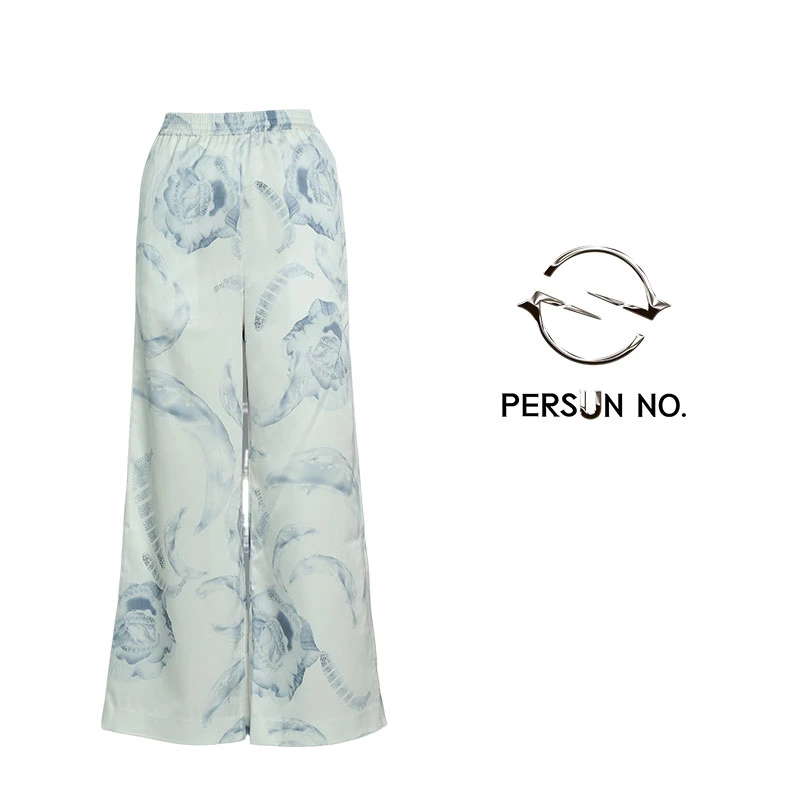 PERSUN NO.灰色印花裤PDE5K006