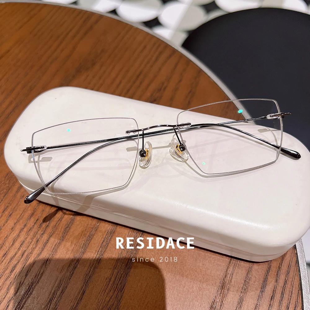 儒雅灰斯文无框眼镜定制男女都可网红复古超轻钛架复古近视995