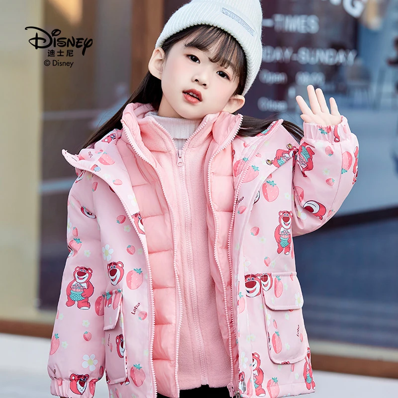 迪士尼草莓熊冬季外套内胆摇粒绒外套一衣六穿保暖加厚