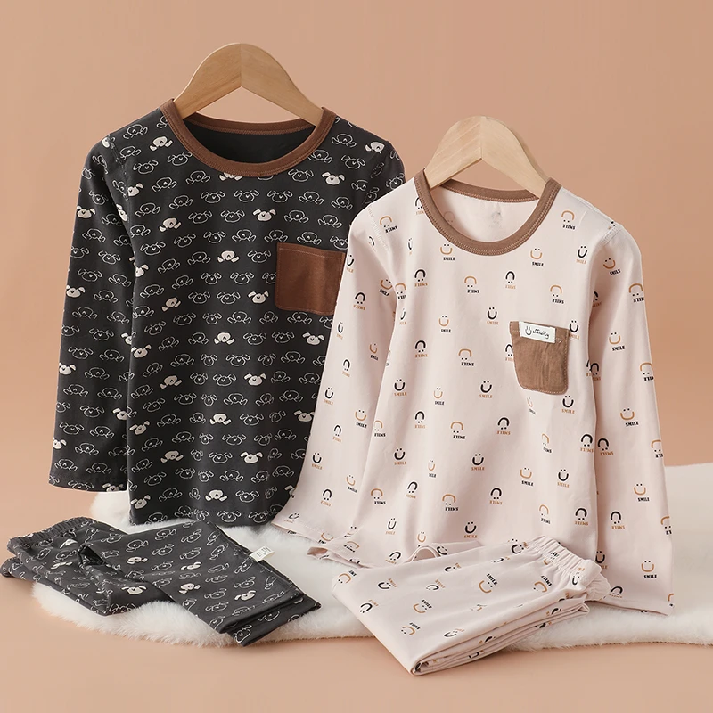 雨的印记儿童睡衣宝宝家居服男童秋衣秋裤男孩内衣套装打底无骨