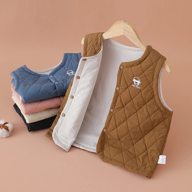 雨的印记儿童马甲护肚男女童加厚学生秋冬保暖背心夹棉内胆羊毛