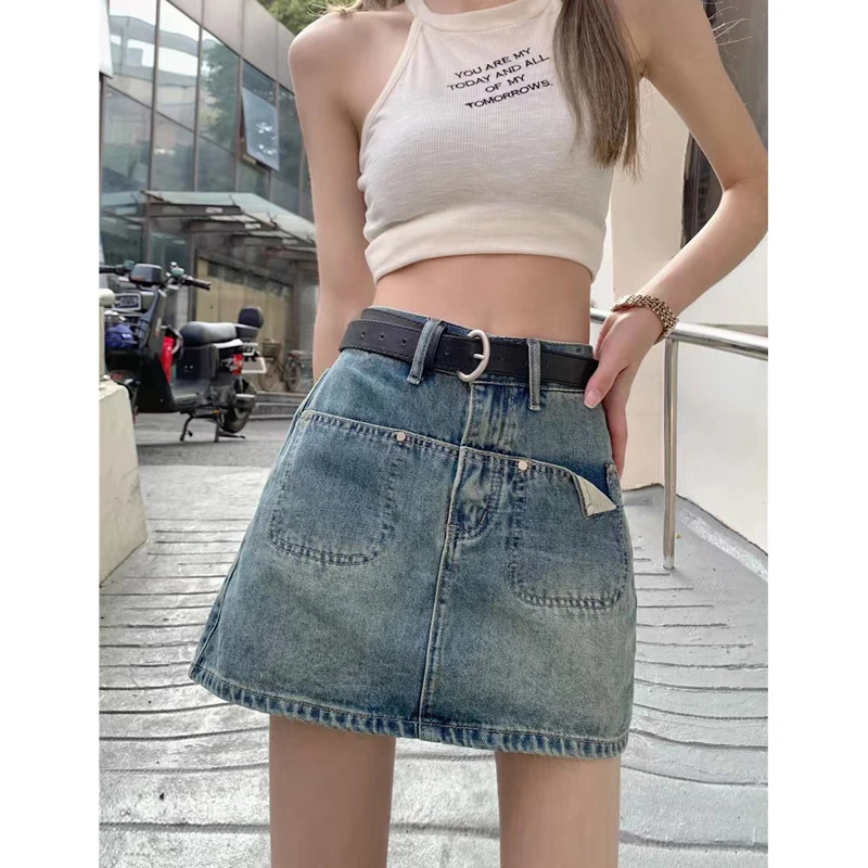 YN设计感夏季小个子牛仔半身裙显瘦A字裙包臀裙短裙ins裤裙2025夏