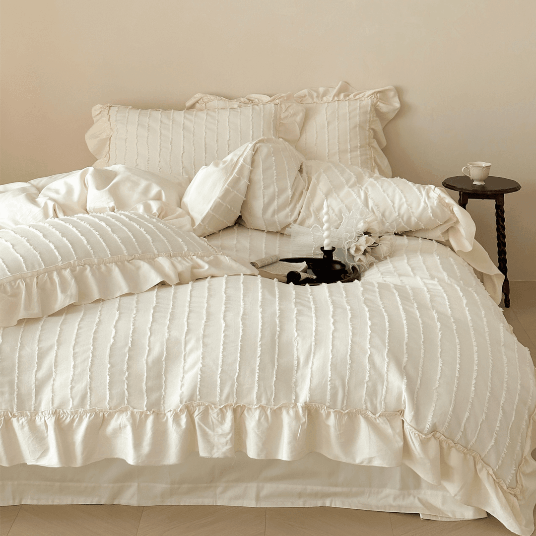 丽家平！浪漫随性 全棉水洗澳棉100(50*50)剪花四件套美简约四件套