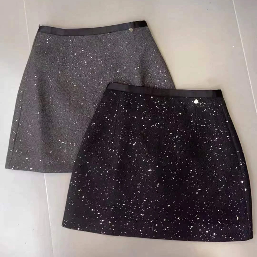 2024秋冬高级感亮片半身裙女纯欲轻奢高腰显瘦A字包臀短裙