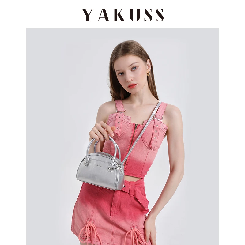 yakuss雅库诗波士顿保龄球包女【失重宇宙】银色包包高级感斜挎包