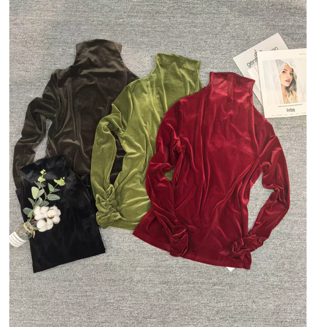 【冯七七】2024秋季新款金丝绒长袖打底