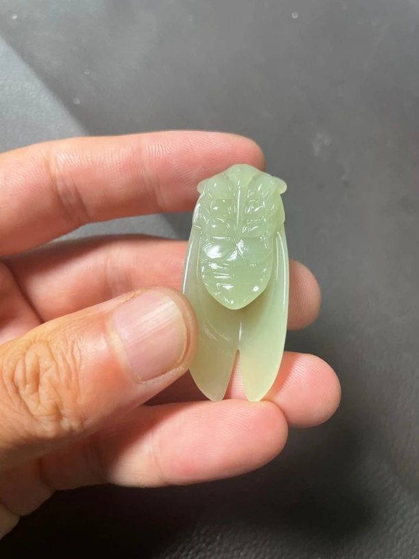 天然和田玉且末玉蝉挂坠 一鸣惊人纯手工精雕而成玉质油润重14g