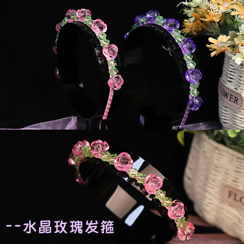 蚂蚁创艺 彩色水晶玫瑰发箍戒指材料包唯美发饰手工diy制作包美丽