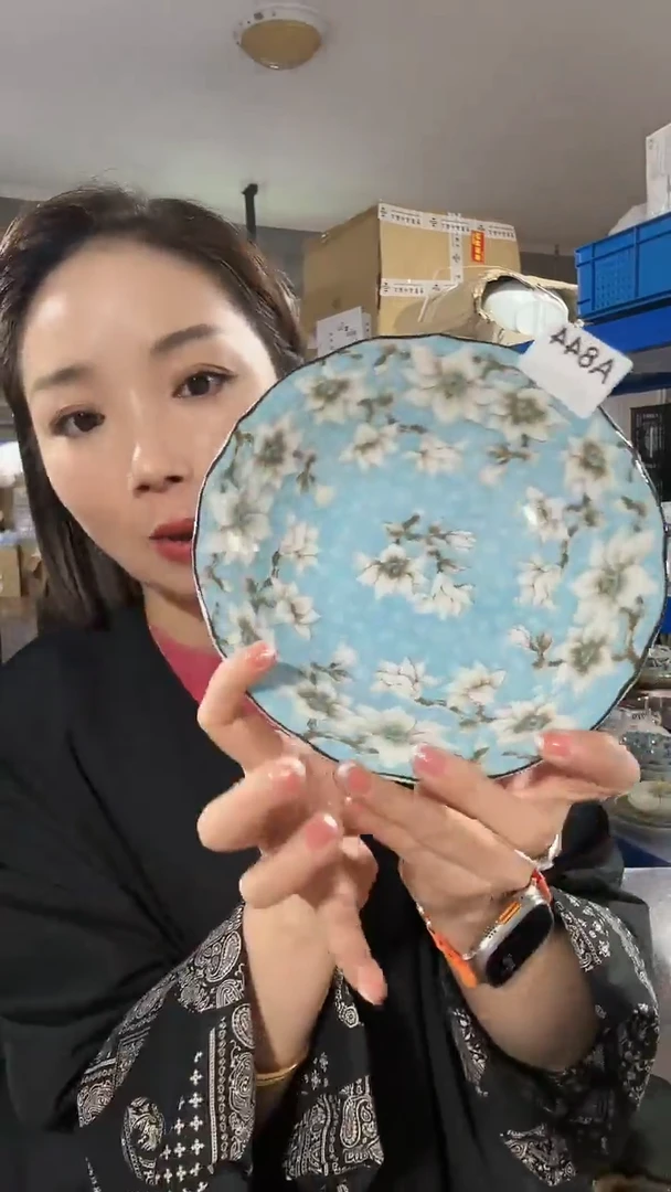 【闪购商品】全新高端瓷器伊陶19cm盘蓝色A844