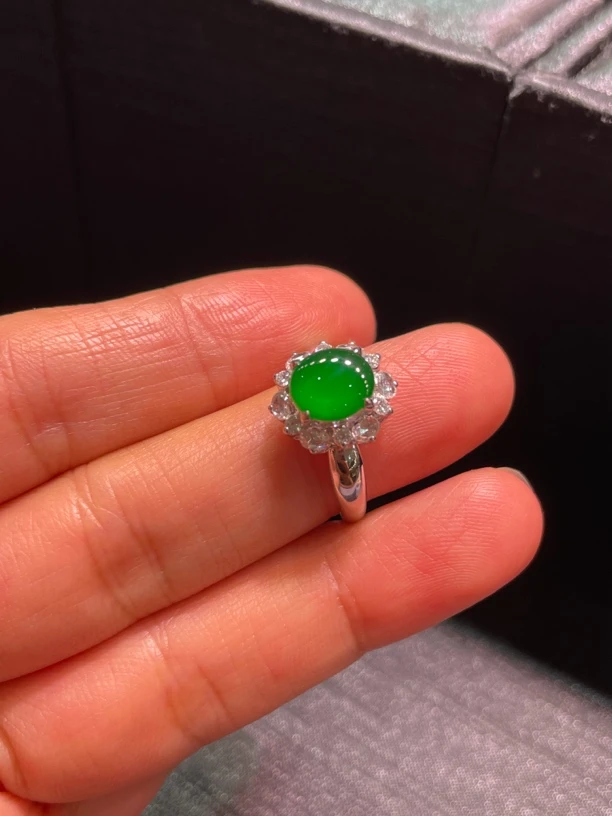 冰阳绿阳绿戒指18 K金
