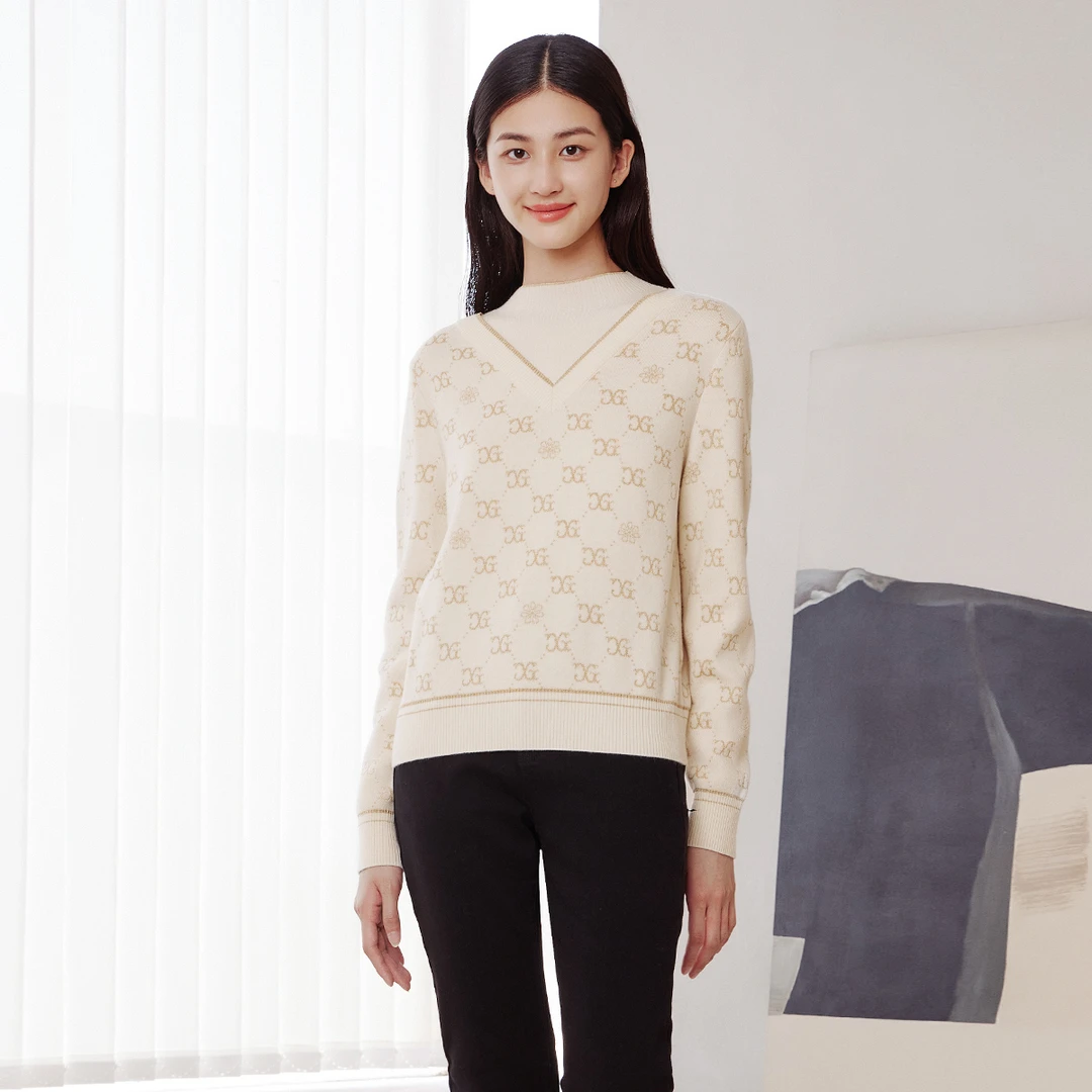 歌蒂诗冬季专柜新款休闲百搭羊毛假两件毛织衫女士8D42Z0930秋冬