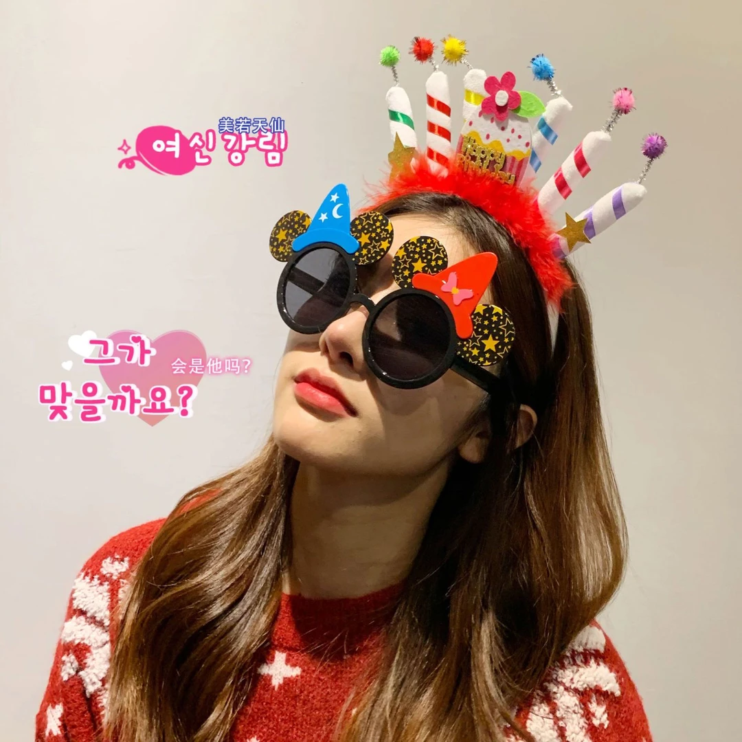 网红生日派对蜡烛发箍个性彩色搞怪头箍小红书超火韩国闺蜜发饰潮