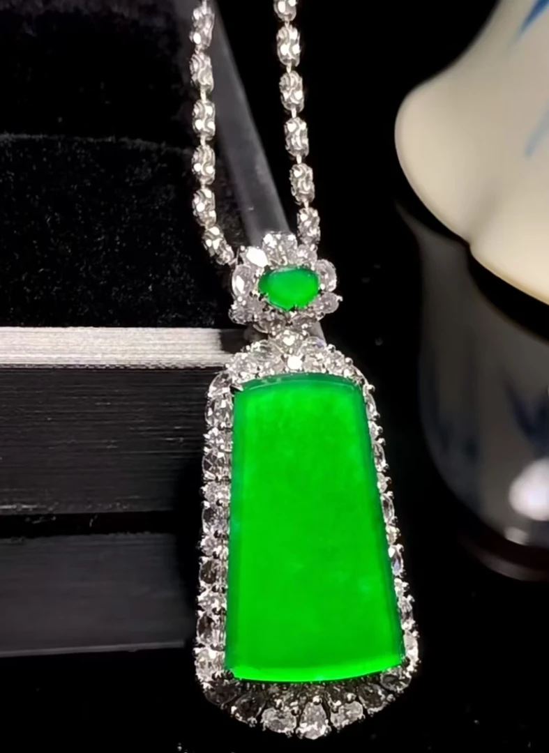 女款无事牌佛公平安扣葫芦叶子吊坠绿蛋面满绿一物一拍