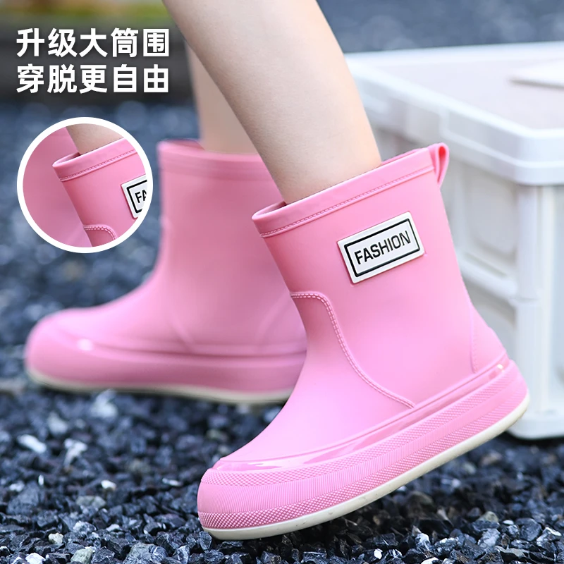 女款网红软底学生加绒轻便耐磨防水鞋时尚女士外穿厚底雨鞋水胶鞋