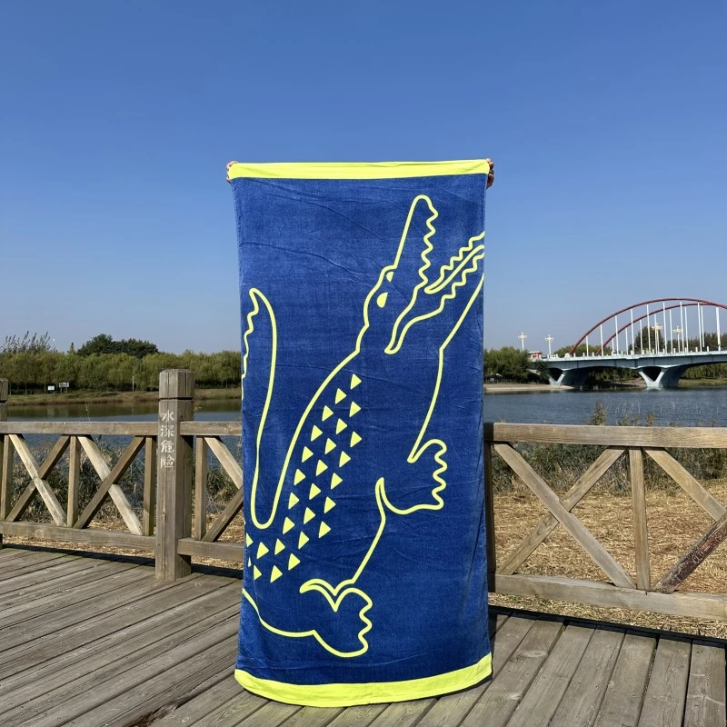 拉考*特LAC浴巾 欧美活性印花纯棉加长鳄鱼沙滩巾