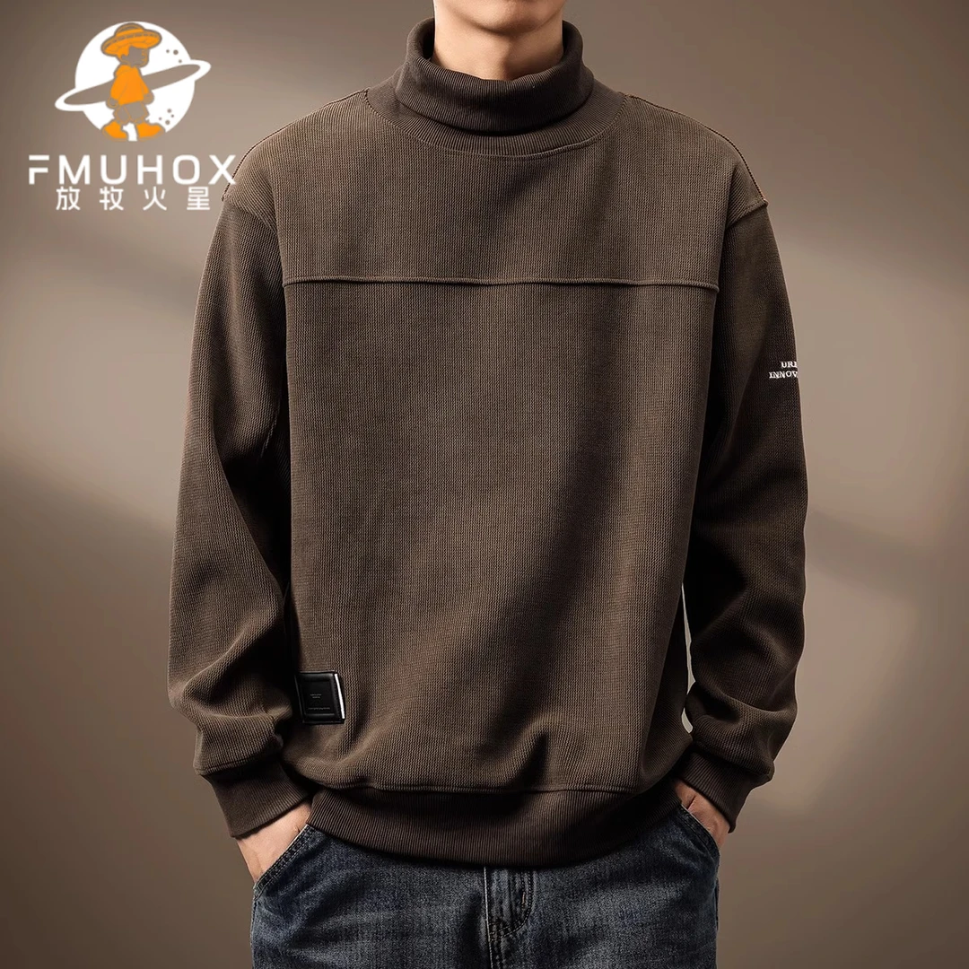 @放牧火星 高端重磅半高领雪尼尔卫衣男秋季新款宽松大码长袖外套