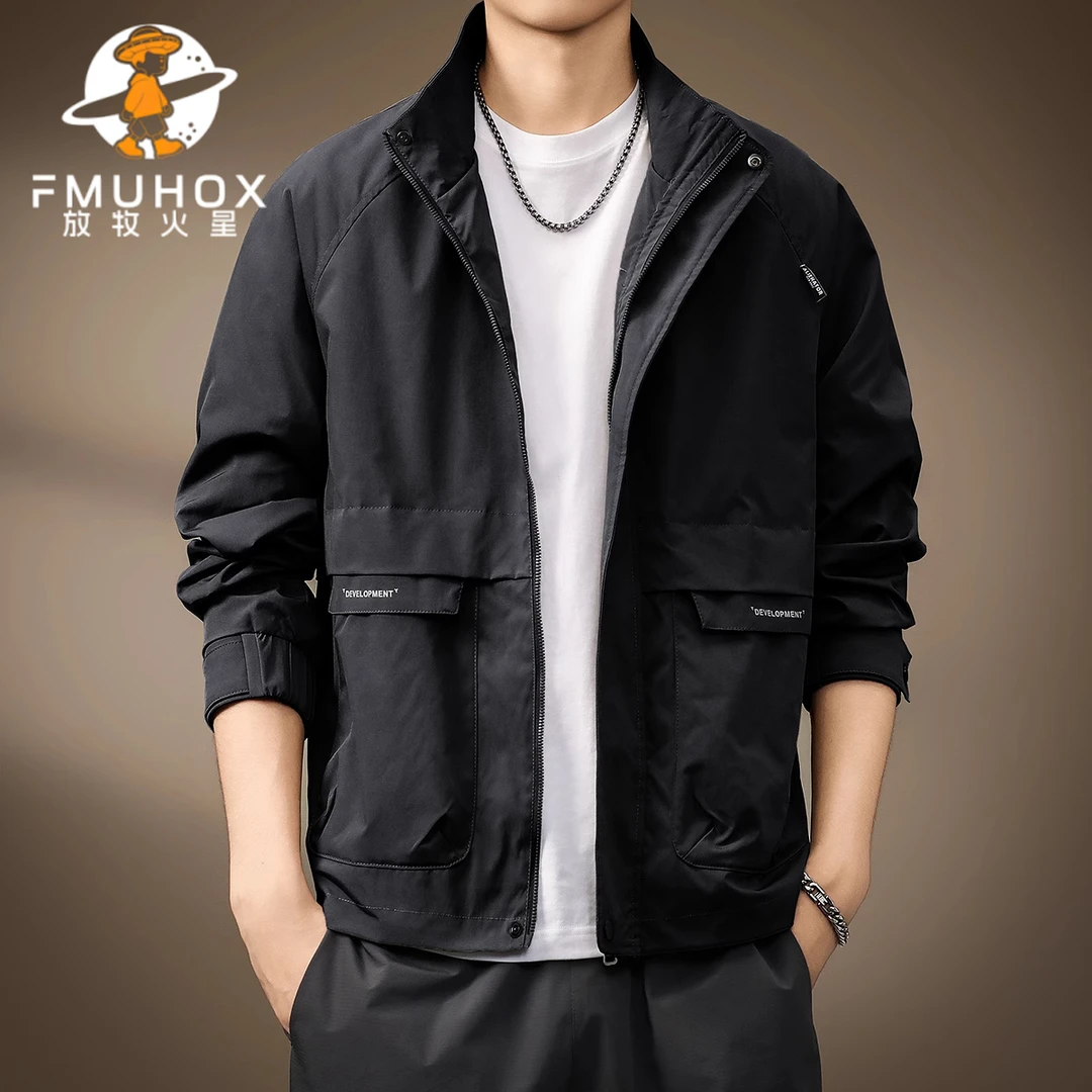 @放牧火星 高端美式复古立领工装冲锋衣男士秋季休闲防水夹克外套