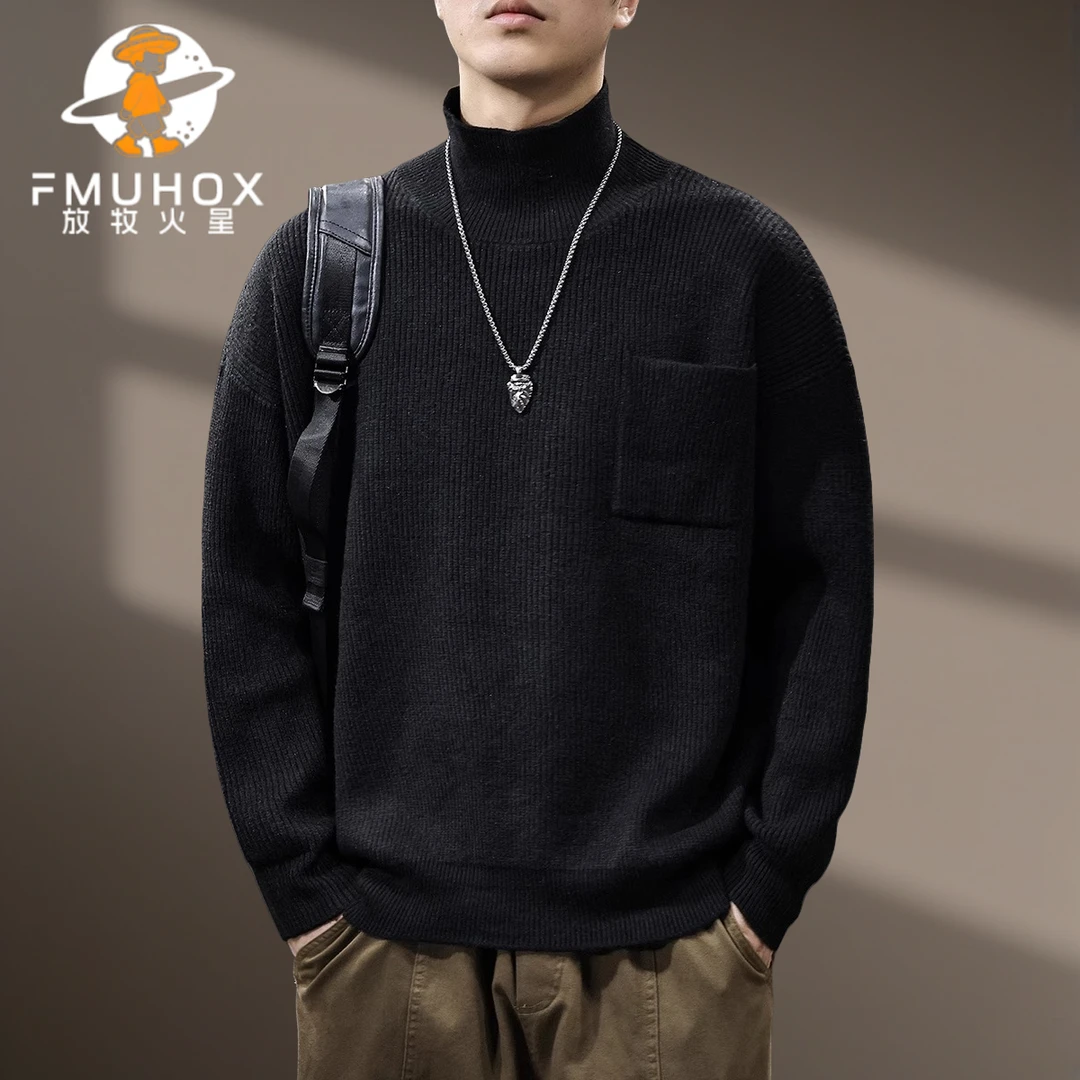 @放牧火星 2024秋冬款加厚毛衣男美式休闲大码外套复古潮流针织衫