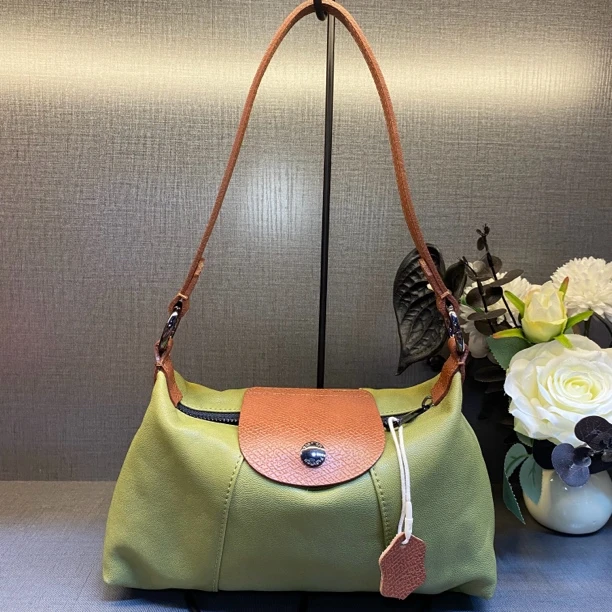 绿棕配色单肩包832