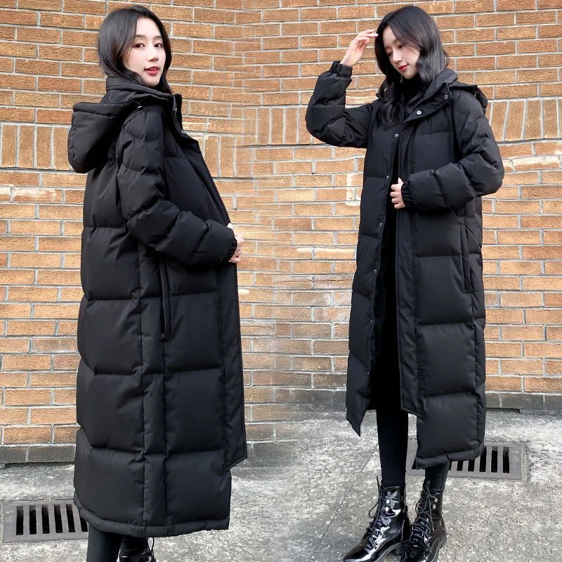 冬季新款黑色羽绒（棉）服2023年新款女冬情侣加厚长款长过膝到款