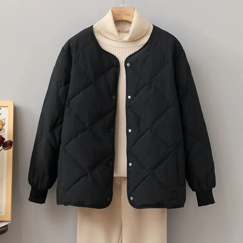 冬季新款菱格轻薄羽绒服女短款2023冬季新款保暖内胆薄款小个子款