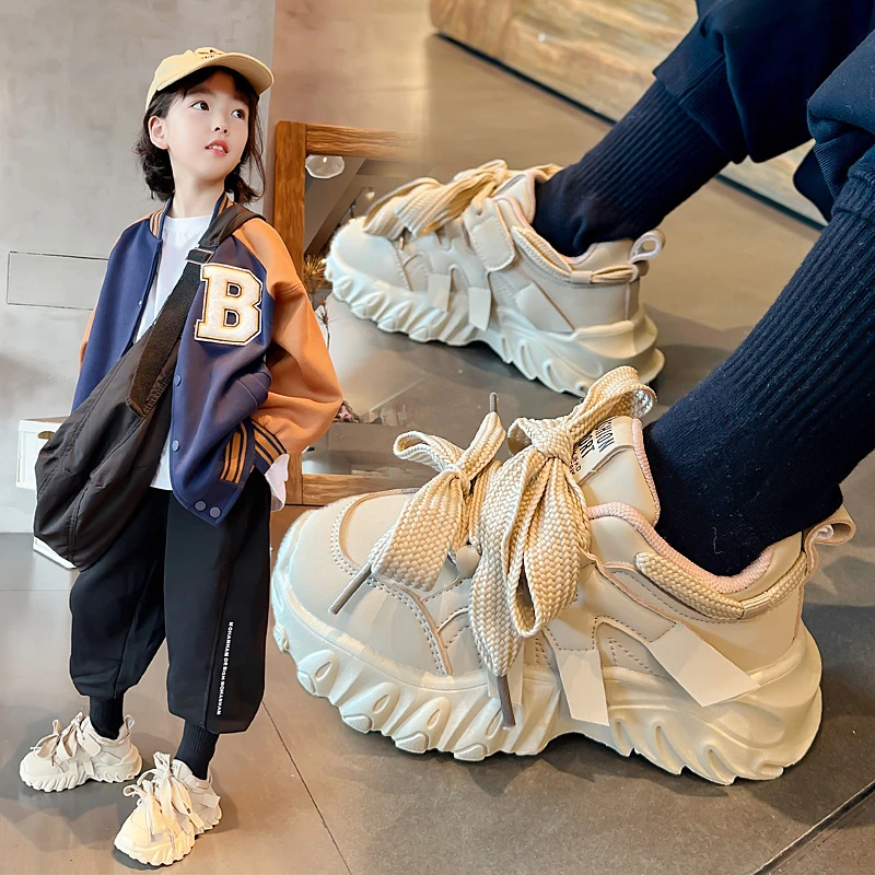 男童跑步鞋女童运动鞋2023秋季新款软底防滑儿童时尚运动鞋-W2370