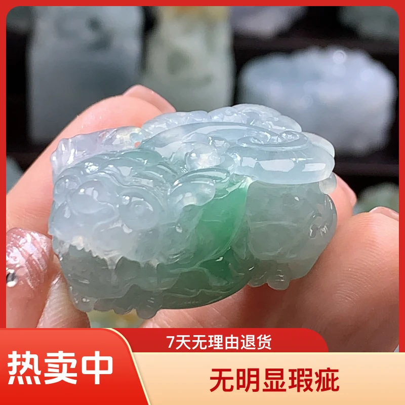 天然翡翠貔貅吊坠玉石貔貅挂件男女款玉石玉坠缅甸A货正品
