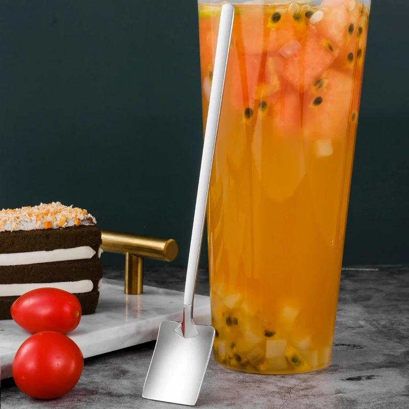 小奇牛304不锈钢冰铲创意铁锹平铲甜品长柄搅拌冰勺创意甜品勺