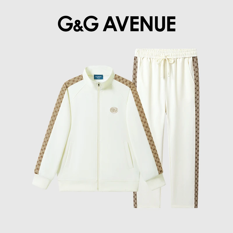 法国G&GAVENUE 轻奢潮牌高级感男款休闲百搭套装夹克平脚裤两件套