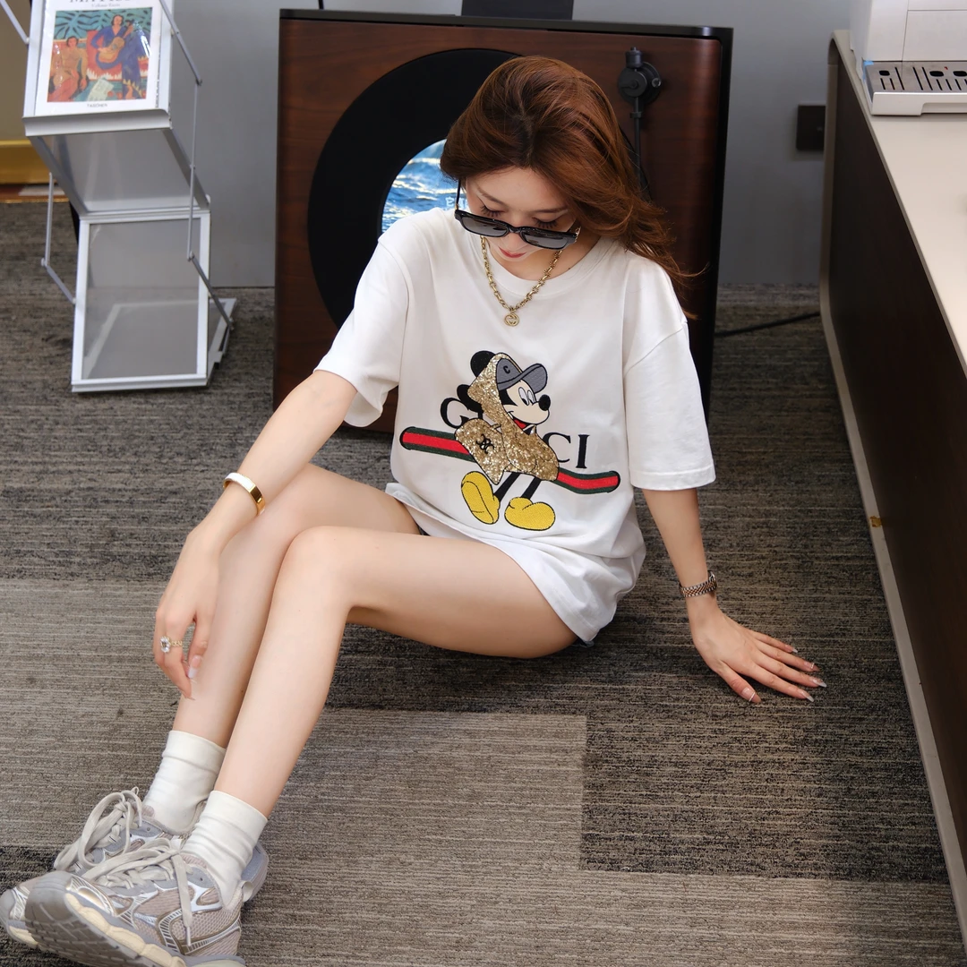 2025春夏刺绣米奇短袖T恤新款D2022