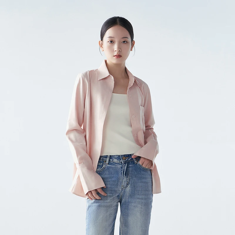 芳珞短款长袖衬衣女简约设计感小众通勤2024新款衬衫上衣质感