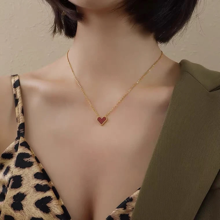 苏香生语 钛钢项链 法式小红心项链女桃心锁骨链轻奢ins小众X-161